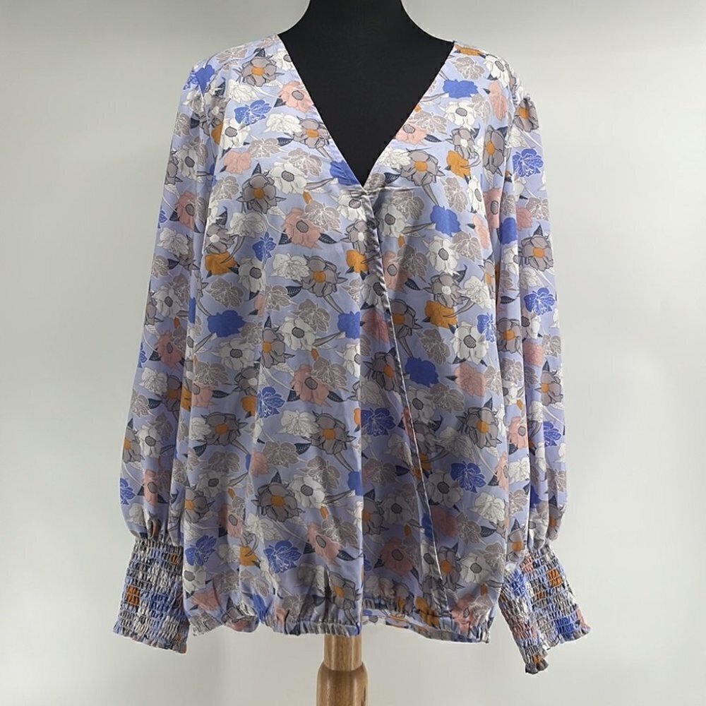 𝅺mellowday floral shirt blouse high low tunic stretch waist sz 2X plus size NWT
